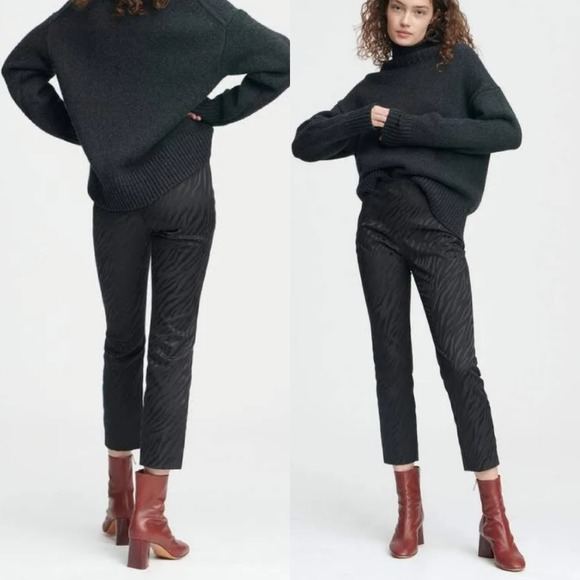 NWT rag & bone Black Simone Zebra Pants High Rise Cropped Size 12 - Picture 2 of 13